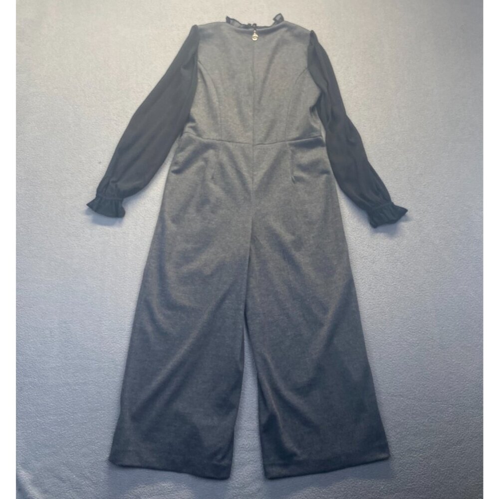 Tommy Hilfiger Women's Gray Herringbone Self Tie Neck Cropped Jumpsuit Size 8 - Picture 12 of 13